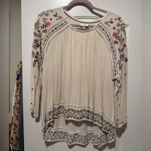 Embroidered Cream Women's Top